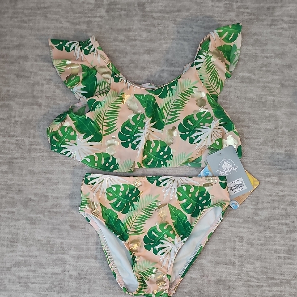 Disney Green Leaf Print Kids Bikini